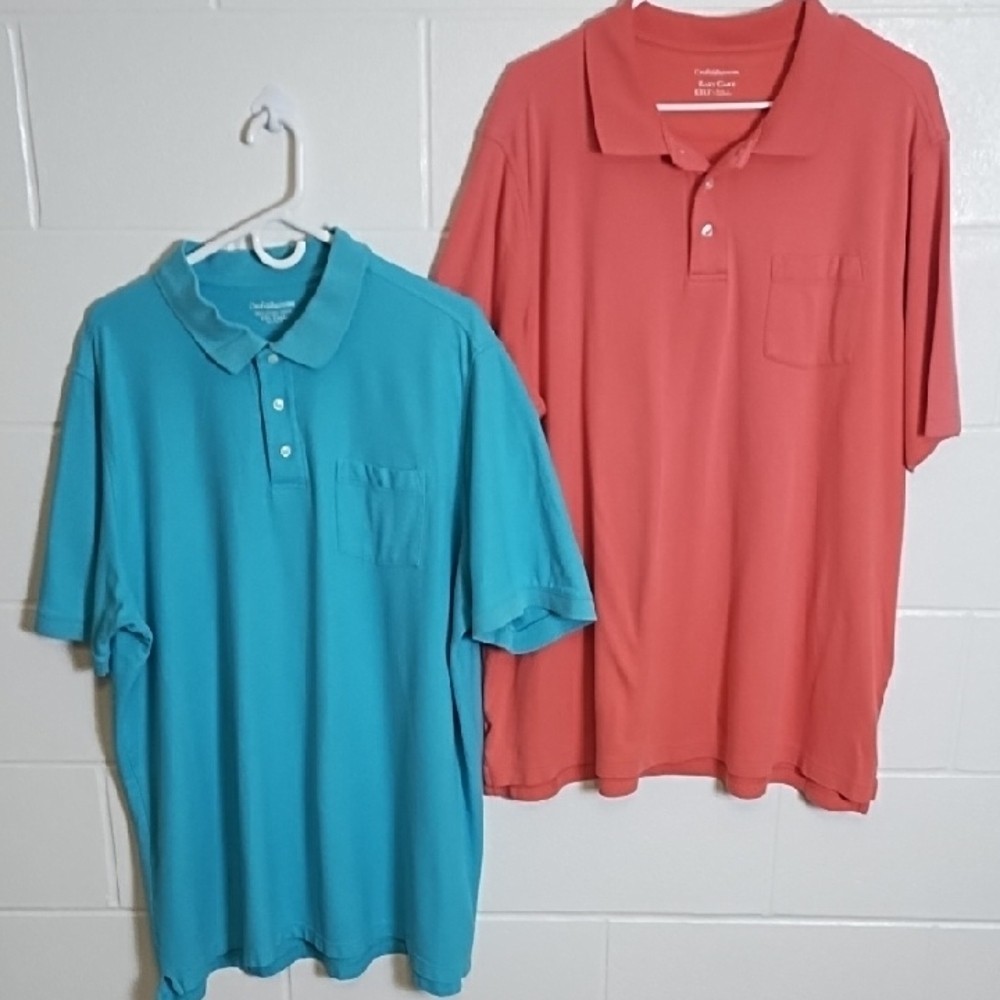 2 Croft & Barrow Polo Shirt Duo - Teal and Coral